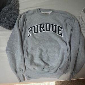 Grey Embroidered Purdue Pullover Sweatshirt